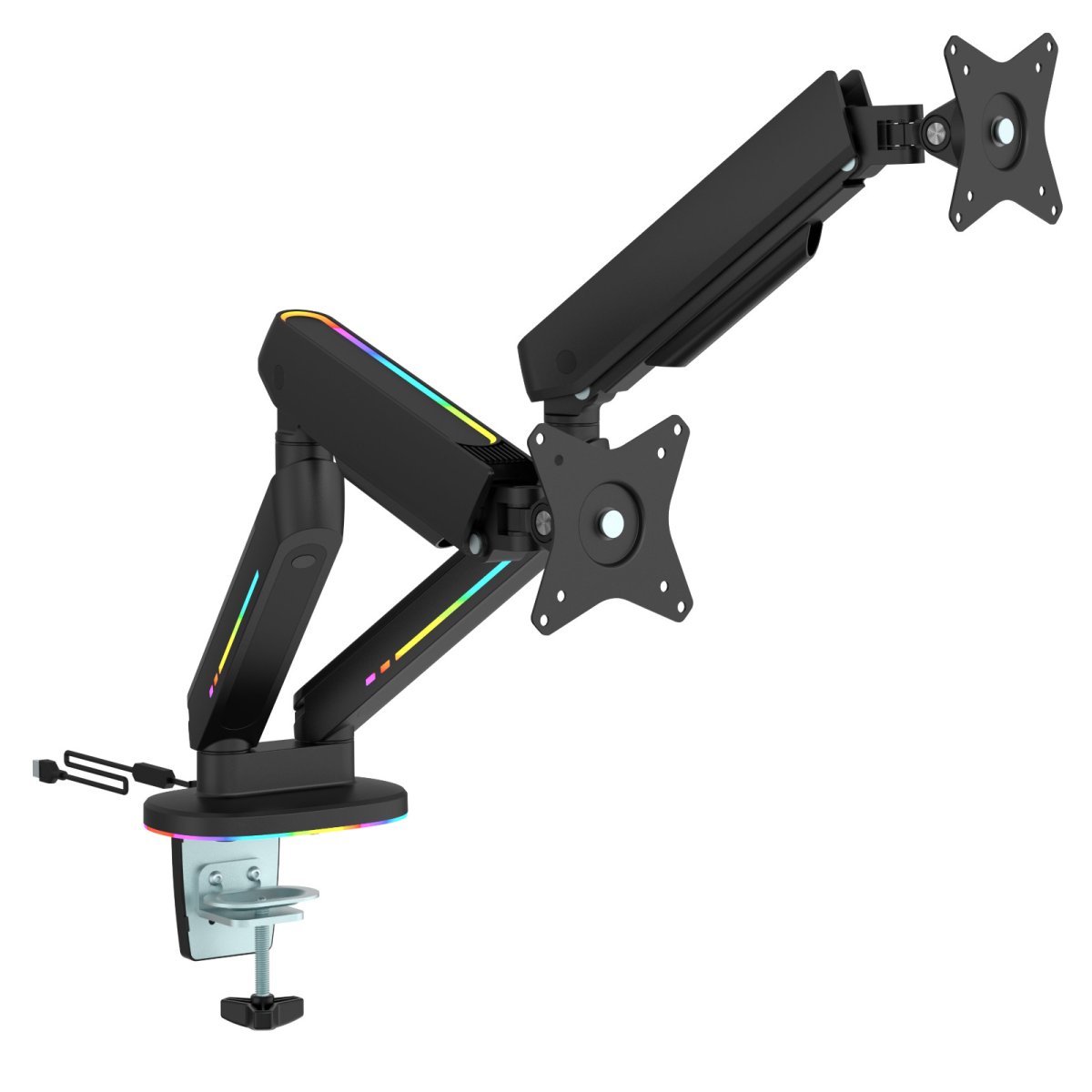 Deltaco Gaming Monitor Arm, RGB Dual til 17"32", Sort