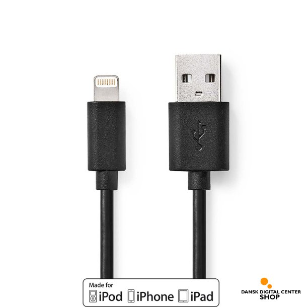 Nedis USB 2.0 til Lightning kabel - 1,0 meter - Sort