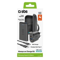 SBS Rejsesæt m Powerbank, oplader og USB kabel
