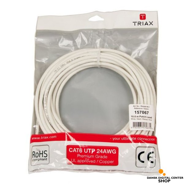 Triax CAT 6 netvrkskabel UTP, 10 meter - Hvid