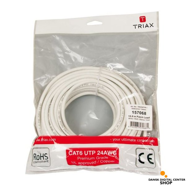 Triax CAT 6 netvrkskabel UTP, 15 meter - Hvid