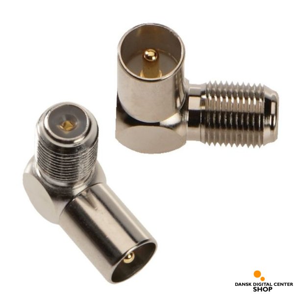 Triax RF Han til F-con Hun vinkel adapter stik.