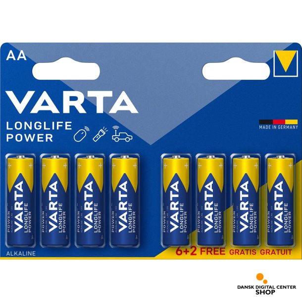 VARTA Alkaline Batteri AA, 1,5 V DC, 8 stk.