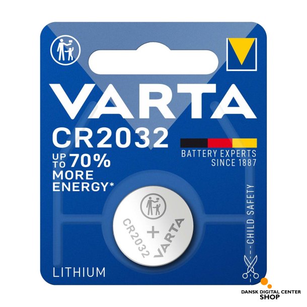 Lithium knap celle batteri CR2032, 3V. 