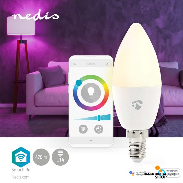 Nedis SmartLife Fuld Farve Pre, Wi-Fi, E14, 470 lm, 4,9 W. RGB, WIFILRC10E14